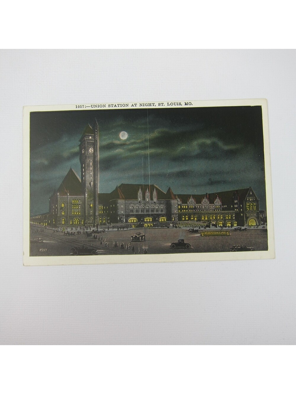 Train Postcard Union Station At Night St. Louis Missouri Antique UNPOSTED